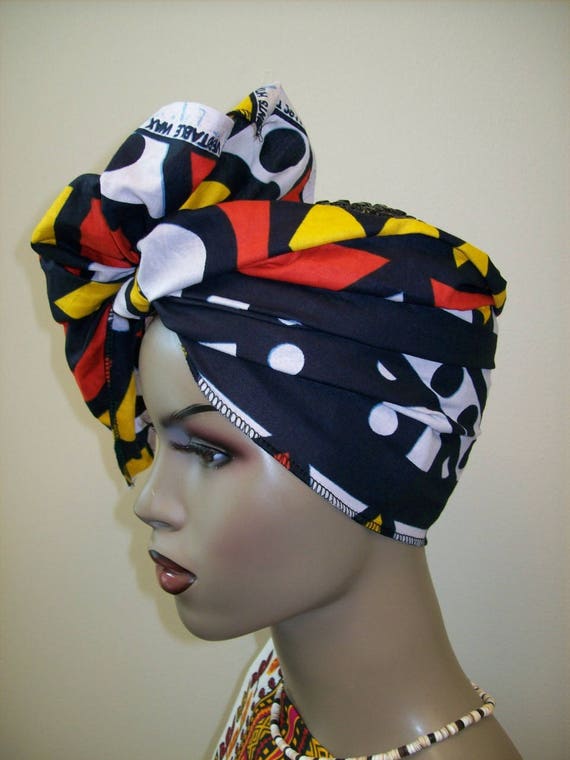 Tribal Print Mini African Head Wrap Head Band/ African Head | Etsy
