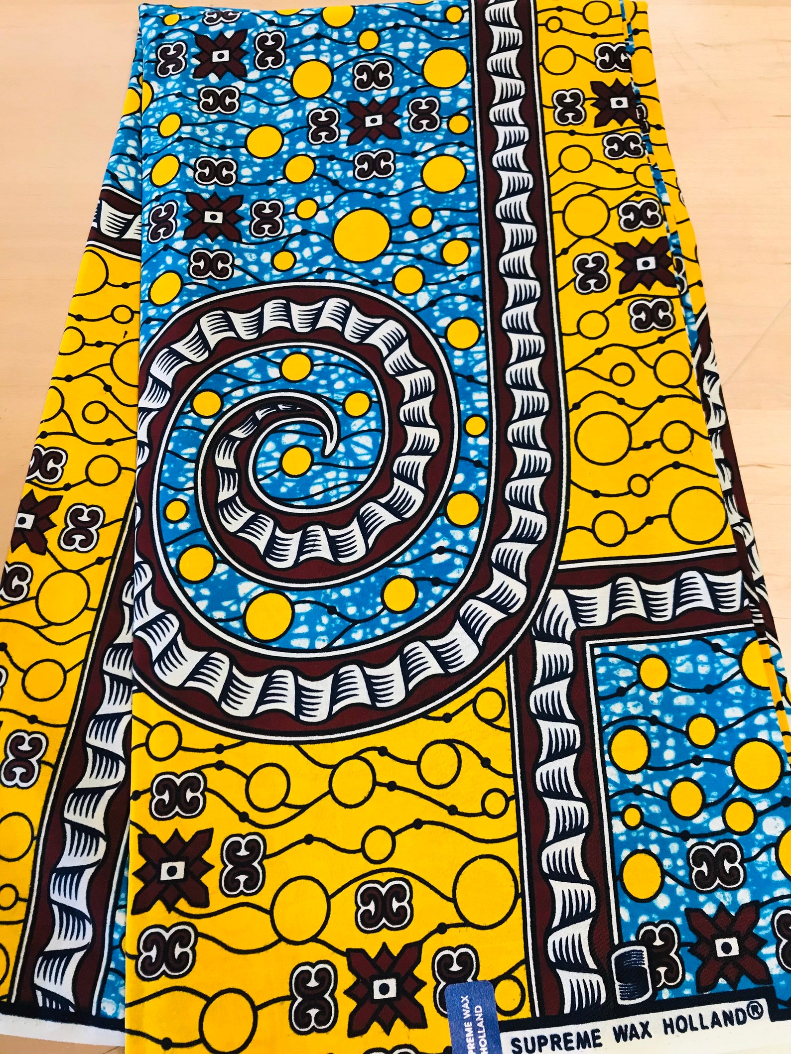 Yellow and Blue Ankara Print African fabric per yard/ African Etsy