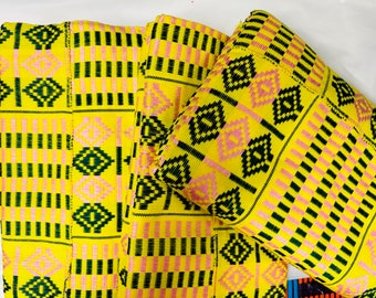 Authentic Woven Kente, 3 Pieces Of Genuine Ghana handwoven Kente fabric/ Kente Cloth Bonwire Kente African fabric for weddings