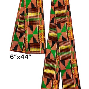 6"x44" Kente #2 African stole or 5"x70" Economy Basic Stole for Schools, Kids Graduation Stoles/ Black History Month Stole, Church Choirs