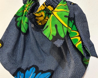 African Print Shoulder Bag with Side Bow, Unique African Purse