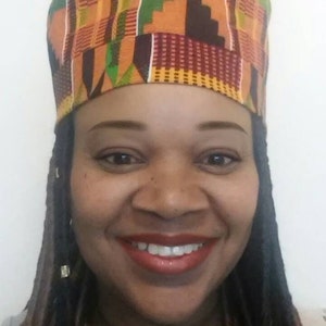 Kente 2 Womens Kufi High Crown African hat/ Kufi African Hat/ African Hats and accessories image 3