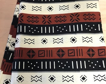 African fabric per yard, mud cloth design cotton print fabric, Tribal Print / Made in Mali /Sewing Supplies / Ethnic print