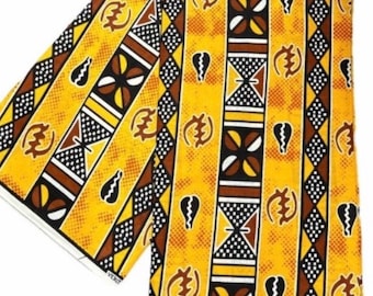 Brown And Yellow African Print Fabric per yard, African prints for apparel and decor