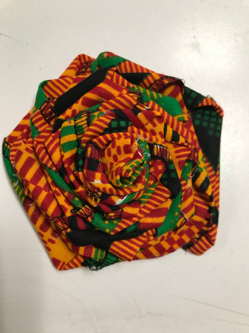 Kente lapel flower/ Unisex African lapel pin/ Corsage, boutonnière African Accessories/ African rose lapel pin image 2