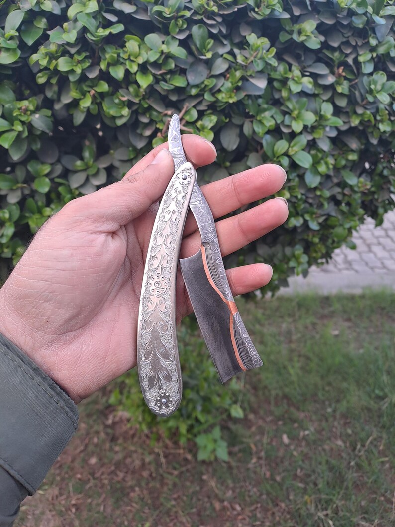 Custom Handmade Damascus Steel Straight Razor Cut Throat Barber Shaving ...