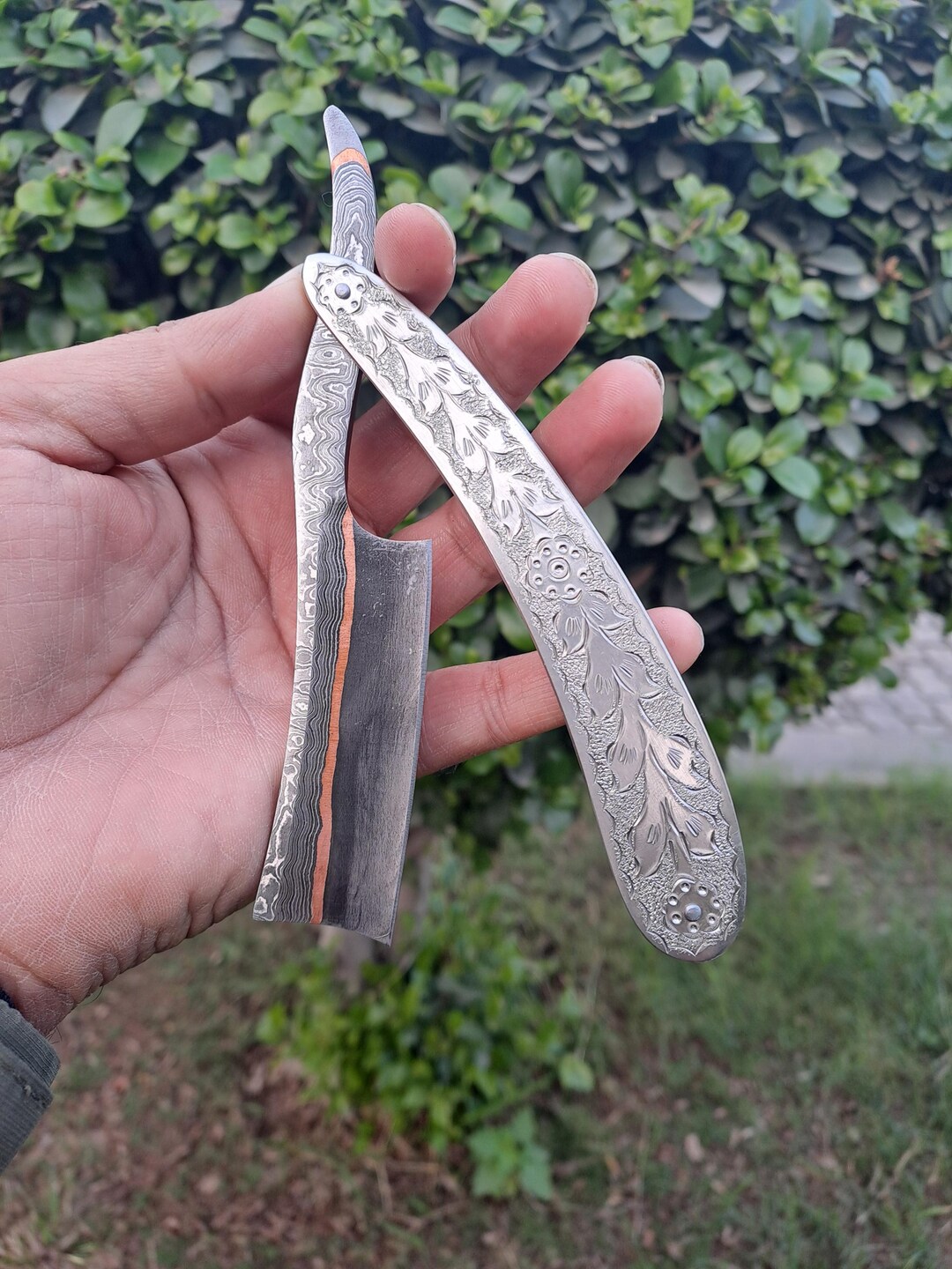 Mushet Steel Razor Custom Handmade Damascus Steel Straight Razor Cut Throat Barber Shaving ...