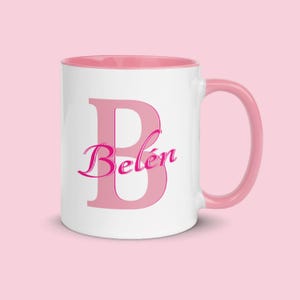 Taza Cerámica, 11, Taza color interior, Taza con nombre, taza con letra, taza de café, taza personalizada, Taza mama, Taza papa, Regalo