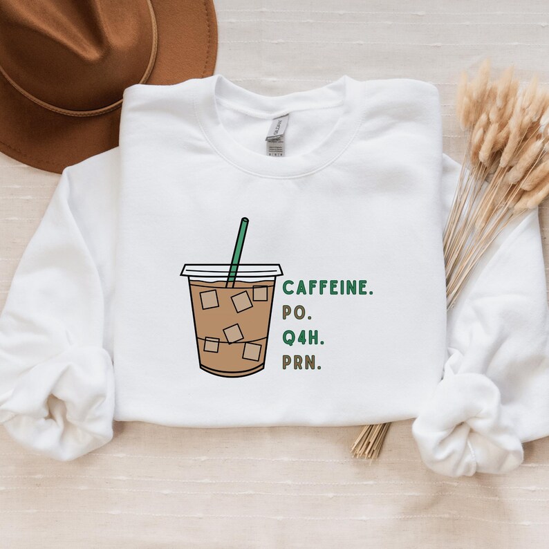 Caffeine Lover's x Nursing Crewneck Sweatshirt | Healthcare Workers Coffee Lovers Gift | Medical Student Apparel | PA Student afbeelding 2