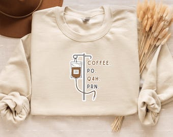 Coffee IV Crewneck Sweatshirt - Cozy Coffee Lover Gift for Nurses, PAs, Doctors, and Healthcare Heroes