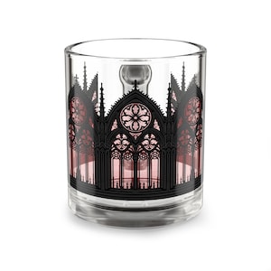 Mug cathédrale gothique en verre, 10 oz - tasse à café unique, décoration gothique, milieu universitaire sombre, lunatique, cadeau, articles de bar pour la maison, style vintage