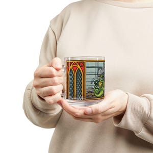St George and the Dragon Stained Glass Mug | Cathedral Style, Unique, Artistic, Castlecore, Medieval, Catholic Saint, Dark Academia, Gothic image 6