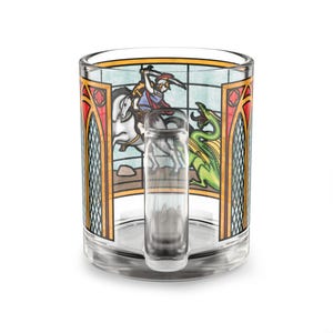 St George and the Dragon Stained Glass Mug | Cathedral Style, Unique, Artistic, Castlecore, Medieval, Catholic Saint, Dark Academia, Gothic image 3