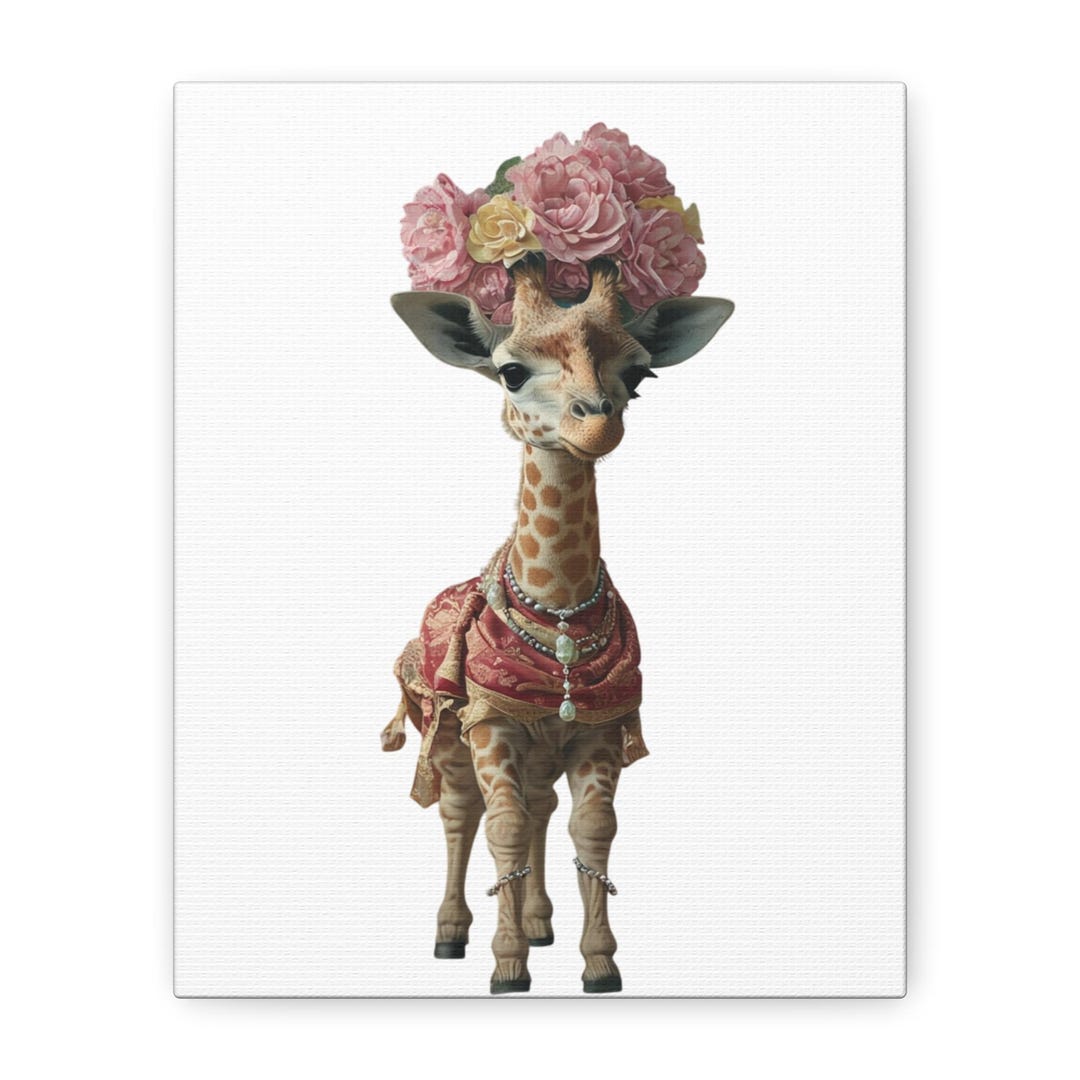 Chic Giraffe Art Print, Whimsical Animal Wall Decor, Floral Giraffe ...
