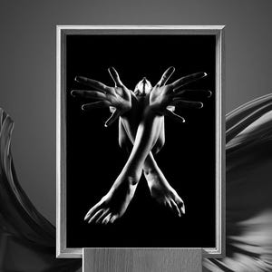 ケルパーのLichtlinien auf dem Körper、芸術写真、Körperlandschaft、Körper、Schwarzweiß、Licht、Aktfotografie、写真、Teilakt、Kunst