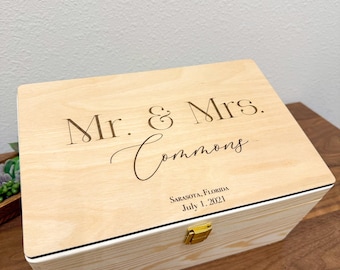 Personalized White Wooden Boho Wedding Keepsake Box, Wedding Day Gift, Couples Gift, Wedding Keepsake Gift, Memory Box, Gift for Bride