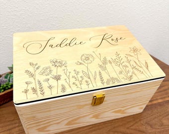 Personalized Wooden Keepsake Box Engraved Memory Box Custom Wood Gift Unique Engraved Treasure Box