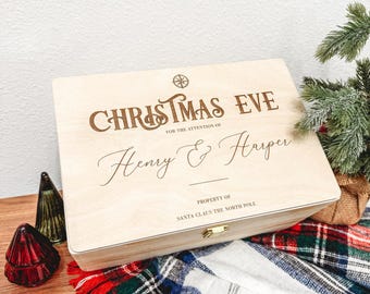 North Pole Mail Personalised Christmas Eve Box - Personalised Wooden Santa Delivery Crate for Kids, Handcrafted from Premium Natural Wood