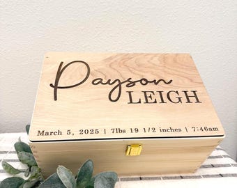 Wooden Keepsake Box | Personalized Baby Keepsake Box | Large Memory Box | Baby Girl Keepsake Box | Custom Engraved Treasure Chest Gift