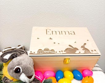 Easter Box Plaque Easter Box Ideas Personalized Name Sign for Girl Engraved Wooden Name Keepsake Gift Box for Kids Crate Sign