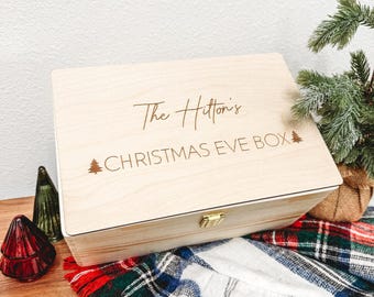 Wooden Christmas Eve Box for Children Personalized Wooden Gift Box Custom Christmas Eve Box Traditional Gifts, Christmas Box,Fill With Gifts