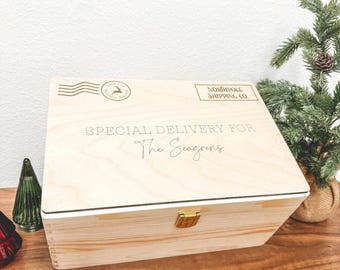 Christmas Eve Box, Luxury personalised wooden treasure chest, Traditional Gifts