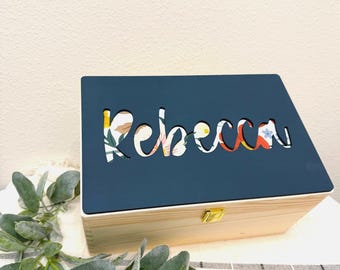 Personalized Baby Keepsake Box, Engraved Memory Chest, Custom Baby Gift for Shower or Baptism, Rustic Nursery Decor, Name Box