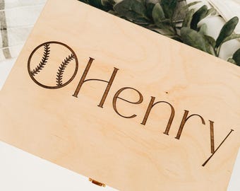 Wooden Name Fabric Keepsake Box | Laser Cut Wooden Box | New Baby Gift Or Christening Gift Or Christmas Eve Box