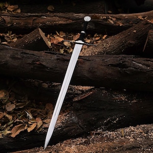 Handmade Witcher Sword, White Wolf Monster Slayer Sword with Scabbard, Geralt of Rivia Steel Sword, Wild Hunt Replica Sword, Christmas Gift.