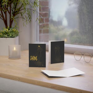 Eleganti biglietti d'auguri con dettagli dorati per tutte le occasioni, biglietti d'auguri artistici ispirazionali, design femminile, set da 10, 30, 50
