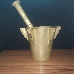 Moroccan mortar and pestle | Pure and Heavy Brass Vintage Décor | antique Moroccan Copper Mehraz  6 Sided | Spice Grinder Vintage| mortier