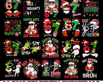 Six Seven Christmas Png, Funny Santa Says 67 Png, 67 Chritsmas Meme Png, Six Seven Christmas Tree Png, Xmas Sublimation Design