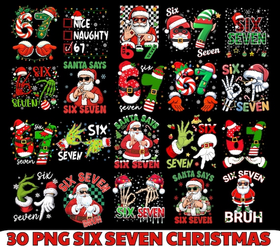 Six Seven Christmas Png, Funny Santa Says 67 Png, 67 Chritsmas Meme Png, Six Seven Christmas Tree Png, Xmas Sublimation Design