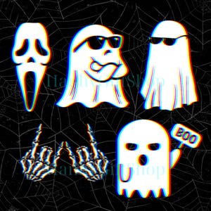 Boo Ghost EDM Halloween PNG: Skeletthandrockmusik (digital nedladdning)