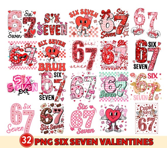 Six Seven Valentines Png, 6 7 Valentines Day Png, Trendy 6 7 Meme Png, Valentines Day Png Sublimation Design