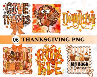 Thanksgiving Turkey PNG Bundle, Fall Brushstroke Art (Digital Download)