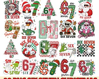 Six Seven Christmas Png, Funny Santa Says 67 Png, 67 Chritsmas Meme Png, Six Seven Christmas Tree Png, Xmas Sublimation Design