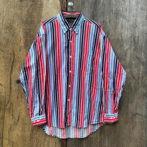vintage 90s chaps ralph lauren striped button down shirt