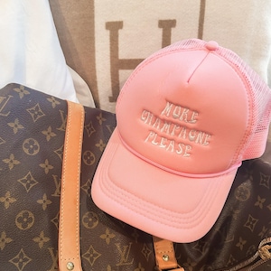 More Champagne Please Trucker, Trucker Hat, Pink Trucker Hat, Rope Hat, Press for Champagne, Embroidered Hat, Embroidered Trucker