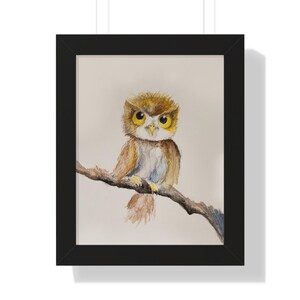 Framed Owl Wall Art - Watercolor Owl Print - Home Decor, Nursery Decor