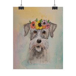 Unframed Schnauzer Wall Art - Unframed Schnauzer Watercolor Print - Nursery and Home Dog Decor