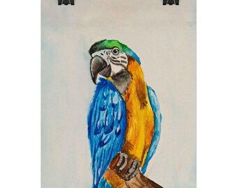 オウムのプリント 熱帯の鳥 水彩画 壁アート エキゾチックな鳥 オウム