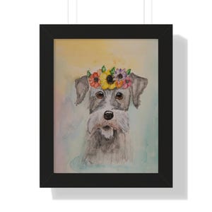 Framed Schnauzer Wall Art - Watercolor Schnauzer Dog Print - Home Decor, Nursery Decor, Dog Art
