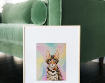 Digital Download - Watercolor Cat Wall Art – Kitten Nursery or Pet Lover Printable