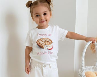 Kleinkind Apfelkuchen Shirt, Aquarell Illustration, Herbst Outfit, Kinder Baumwoll T-Shirt
