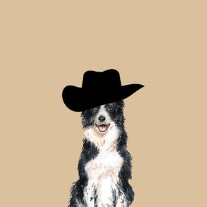 Cowboy Dog Digital Art Print | Funny Western Pet Wall Decor | Dog in Cowboy Hat Poster | Rustic Country Downloadable Artwork