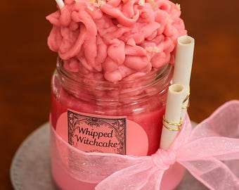 Whipped Witchcake | Eat Me Collection | Strawberry Shortcake Dessert Candle | Handmade Soy Wax Ritual Candle