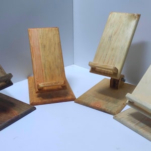 Handcrafted Wooden Phone Stand | Adjustable Smartphone Dock | Rustic Tablet Holder | Natural Desk Organizer