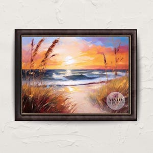 Beach Sunset Colorful Digital Canvas Print