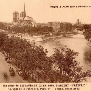 Vintage Postkarte Paryż 1941 – Notre-Dame i Seine, Blick von La Tour d’Argent | Carte postale ancienne, unbeschrieben